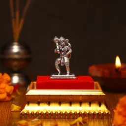 akshat sapphire 99.9% Pure Silver Lord Hanuman Idol with Acrylic Box for Pooja, office, Car Dash Decorative Showpiece - 3.8 cm image 1