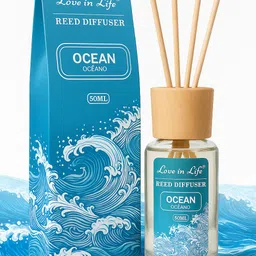 krujyam Ocean 6 Fiber Stick Natural, Smoke Less Room Freshener Aroma Diffuser Set image 1