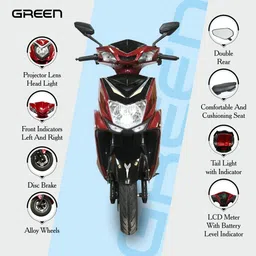 green Invicta Red 60KM Range 10 inches Single Speed Lead-acid (SLA) Electric Cycle image 3