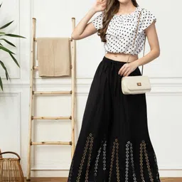 shaukiya Women Flared Black Viscose Rayon Trousers-picture-10