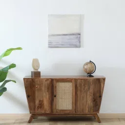 woodsworth from pepperfry Baarn Mango Wood 3 Door Sideboard In Rustic Teak Finish image 1