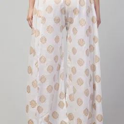 fambee Women Flared Cream Viscose Rayon Trousers image 2