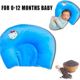 decronics Cotton Baby Pillow Pack of 1 Floral Cartoon Kids Pillow | Sleeping Cushion for Girls | Cute Animal Print( Blue)-picture-40