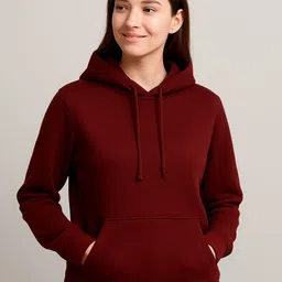 Women Full Sleeve Solid Hooded Sweatshirt-image-0