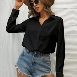 buynewtrend Women Regular Fit Solid Spread Collar Casual Shirt-picture-15
