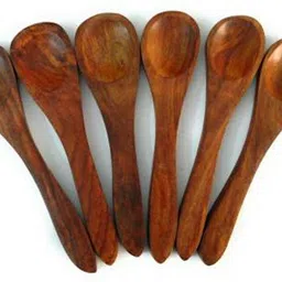 swh WOODENSPOON6 Wooden Sugar Spoon, Salad Spoon, Soup Spoon, Coffee Spoon, Table Spoon Set image 4