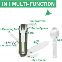 elephantboat 7 in 1 Camping Cutlery for Camping Picnic Hiking Trekking, Outdoor Cutlery Kitchen Tool Set image 2