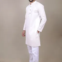 westaura Men Cotton Blend Kurta Pyjama Ethnic Jacket Set image 2