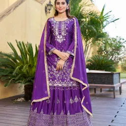 skyliner ROHITA Embroidered Anarkali Kurta, Bottom & Dupatta Set image 4