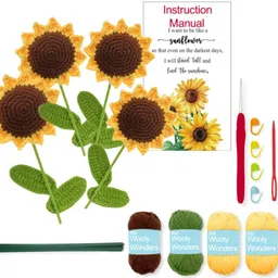 qroof DIY Beginners Crochet Kit Sunflower , Adults Teenagers , Gift Idea-picture-10