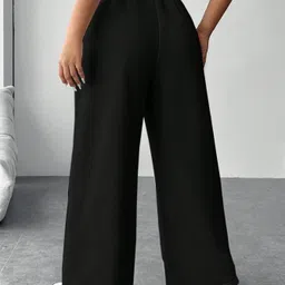 dockstreet Women Solid Black Track Pants image 4