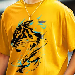 ausk Pack of 2 Men Printed Round Neck Cotton Blend Maroon, Yellow T-Shirt image 5