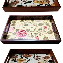 Wooden Tray set of 3 for serving Tea/coffee/snacks AHS-TRAY018_1310 Tray-image-40