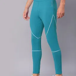 jump usa Solid Men Blue Tights image 4