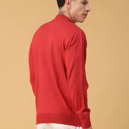 v-mart Men Solid High Neck Orange Sweater image 3