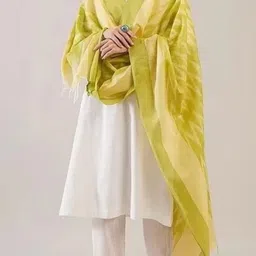 govind handloom Cotton Blend Printed Yellow Women Dupatta image 2