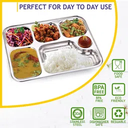 narv Bhojan Thali 6 Sections Divided Mess Tray for Lunch, Events & Every Day Use K2 Sectioned Plate image 4