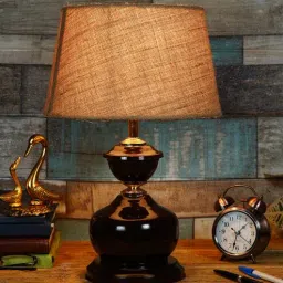 Brown Shade Table Lamp With Metal Base By Foziq-picture-31