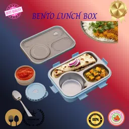 moira international Lunch Box for Kids Compartment Insulated Stainless Steel Tiffin Box for KID_L76 3 Containers Lunch Box image 1