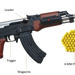 indusbay 24 Inch AK47 Plastic Bullet Toy Gun with 1000 BB Bullets & Loader Mechanism Guns & Darts image 4