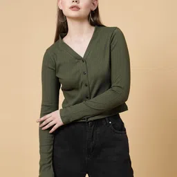 rigo Casual Regular Sleeves Solid Women Gold Top image 3