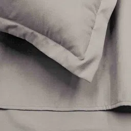 cazimo Taupe Solid 220 TC Polyester Queen Sized Bed Sheets with 2 Pillow Covers image 3