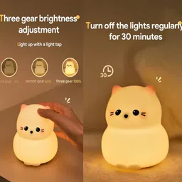unzag Cute Cat Kitty_Lamp with 3 Brightness Levels Tap Control with Timer Boys Girls Night Lamp image 4