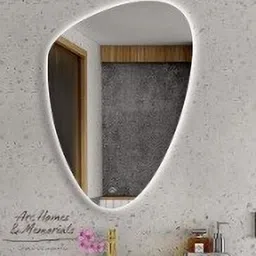 arc homes & memorials Asymmetric Pebble Glow Wall Bathroom Mirror 18*24 inch Bathroom Mirror image 1