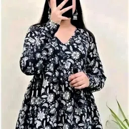 kulsum Party Regular Sleeves Printed Women Black Top-picture-27