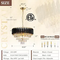 adwait 500MM Black Gold Moving chandelier Chandelier Ceiling Lamp image 4