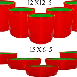 jirstame 12 X 12 inch -Pack of 5 & 15 X 6 inch -Pack of 5 for Terrace Gardening RED Grow Bag image 1