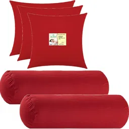 Combo Set Of 3 Cushion And 2 Microfibre Solid Bolster Pack of 5-image-81