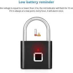 KidsZeeNie 304 Stainless Steel Biometric Fingerprint Padlock | Keyless Smart Security Lock Smart Door Lock image 5