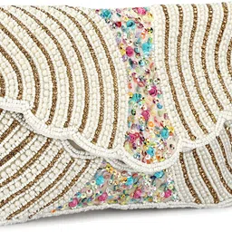 zari and fashion Party White Clutch image 3