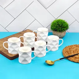 upc Pack of 6 Ceramic Tea Cups Set of 6 Premium Coffee Cup/Mugs New Modern Design image 2