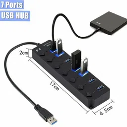 DHAVJ 1 USB 3.0 HUB Splitter 7 Ports with On/Off Switches High Speed USB Adapter image 2