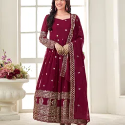 skyliner Embroidered Georgette Stitched Anarkali Gown image 1