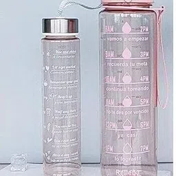 searegal 2 pcs Unbreakable Water Bottle with Motivational Time Marker 900 ml Bottle image 4