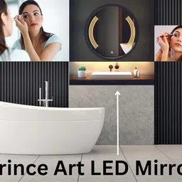 khushi decors 18 x 18 - 3 Line Round Led Bathroom Mirror image 2