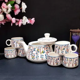 wonder creation Pack of 7 Ceramic TOTA MAINA Tea set with kettle ( pack of 6 cup and 1 kettle) image 2