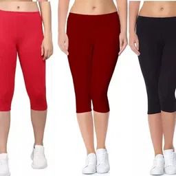 gravin greek Women Red, Maroon, Black Capri image 1
