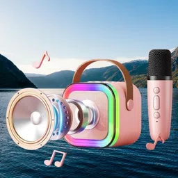 clubclassy K12 Speaker with Cordless Mic | Voice Changer, Echo & Rechargeable pink wireless mic with speaker-picture-21