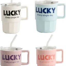 new krishna Lucky Insulated Cup with Straw Multicolour Glass Coffee-1pcs Glass Tumbler-picture-23