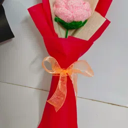 Knotsngifts Pink Mini Rose Bouquet With Packaging Pink Rose Artificial Flower-image-0