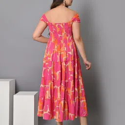 vymo Women Fit and Flare Multicolor Midi/Calf Length Dress image 2