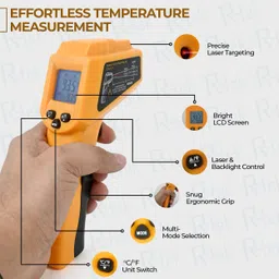 r-tek Digital Laser Infrared Thermometer Non-Contact (50°C-560°C (-58°F-1040°F) IR Thermometer for Industrial Non-magnetic Engineer's Precision Level image 3