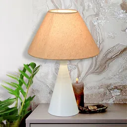 homesake Bedside Table Lamp, Matt Beige Metal Modern Lamp,Living Room,Bedroom,Home,Office Night Lamp image 1