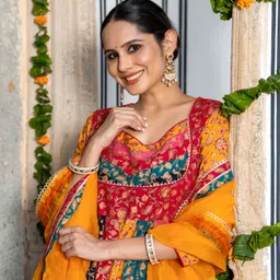 anni designer Women Viscose Rayon Kurta Pant Dupatta Set image 2