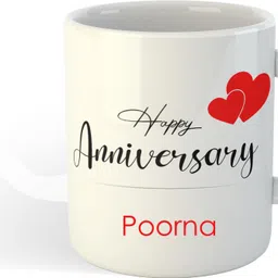 uniarawalas Happy Anniversary Poorna Name Ceramic Coffee Mug image 2