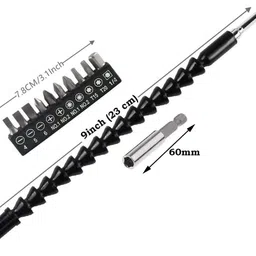 inditrust 12pcs Screwdriver flexible shaft drill bit set extension size-1/4inch Screwdriver Bit Set image 2
